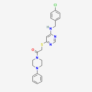 molecular formula C23H24ClN5OS B2506040 2-((6-((4-氯苄基)氨基)嘧啶-4-基)硫代)-1-(4-苯基哌嗪-1-基)乙酮 CAS No. 1115929-70-8
