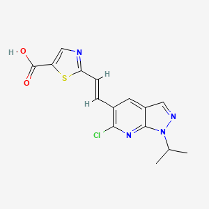 molecular formula C15H13ClN4O2S B2506047 2-[(E)-2-(6-氯-1-丙烷-2-基吡唑并[3,4-b]吡啶-5-基)乙烯基]-1,3-噻唑-5-羧酸 CAS No. 1608340-69-7