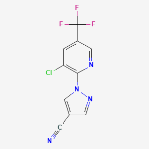 molecular formula C10H4ClF3N4 B2506054 1-[3-chloro-5-(trifluoromethyl)-2-pyridinyl]-1H-pyrazole-4-carbonitrile CAS No. 122890-60-2