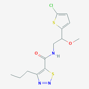 molecular formula C13H16ClN3O2S2 B2506055 N-(2-(5-氯噻吩-2-基)-2-甲氧基乙基)-4-丙基-1,2,3-噻二唑-5-甲酰胺 CAS No. 2034597-20-9