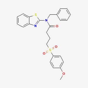 molecular formula C25H24N2O4S2 B2506058 N-(benzo[d]thiazol-2-yl)-N-benzyl-4-((4-methoxyphenyl)sulfonyl)butanamide CAS No. 941900-78-3