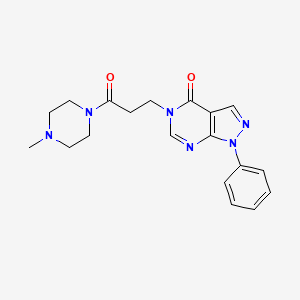 molecular formula C19H22N6O2 B2506061 5-(3-(4-methylpiperazin-1-yl)-3-oxopropyl)-1-phenyl-1H-pyrazolo[3,4-d]pyrimidin-4(5H)-one CAS No. 946234-74-8