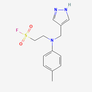 molecular formula C13H16FN3O2S B2506068 2-[4-Methyl-N-(1H-pyrazol-4-ylmethyl)anilino]ethanesulfonyl fluoride CAS No. 2418729-53-8