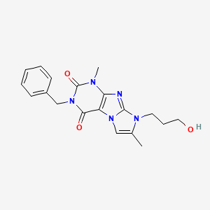 molecular formula C19H21N5O3 B2506072 3-benzyl-8-(3-hydroxypropyl)-1,7-dimethyl-1H-imidazo[2,1-f]purine-2,4(3H,8H)-dione CAS No. 903188-77-2