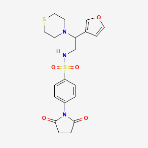 molecular formula C20H23N3O5S2 B2506074 4-(2,5-dioxopyrrolidin-1-yl)-N-(2-(furan-3-yl)-2-thiomorpholinoethyl)benzenesulfonamide CAS No. 2034398-03-1