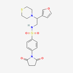 molecular formula C20H23N3O5S2 B2506074 4-(2,5-二氧代吡咯烷-1-基)-N-(2-(呋喃-3-基)-2-硫代吗啉乙基)苯磺酰胺 CAS No. 2034398-03-1