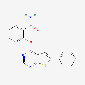 molecular formula C19H13N3O2S B2506075 2-({6-Phenylthieno[2,3-d]pyrimidin-4-yl}oxy)benzamide CAS No. 920818-76-4