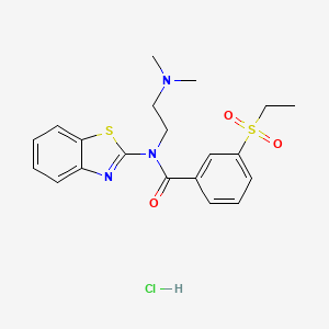 molecular formula C20H24ClN3O3S2 B2506079 N-(benzo[d]thiazol-2-yl)-N-(2-(dimethylamino)ethyl)-3-(ethylsulfonyl)benzamide hydrochloride CAS No. 1216752-58-7