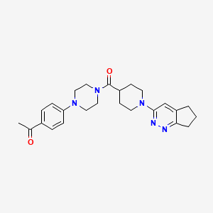 molecular formula C25H31N5O2 B2506093 1-{4-[4-(1-{5H,6H,7H-环戊[c]吡啶嗪-3-基}哌啶-4-羰基)哌嗪-1-基]苯基}乙-1-酮 CAS No. 2097892-84-5