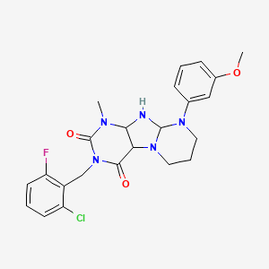 B2506107 3-[(2-chloro-6-fluorophenyl)methyl]-9-(3-methoxyphenyl)-1-methyl-1H,2H,3H,4H,6H,7H,8H,9H-pyrimido[1,2-g]purine-2,4-dione CAS No. 844652-47-7