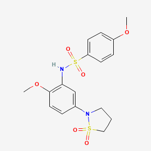 molecular formula C17H20N2O6S2 B2506109 N-(5-(1,1-dioxidoisothiazolidin-2-yl)-2-methoxyphenyl)-4-methoxybenzenesulfonamide CAS No. 946215-56-1