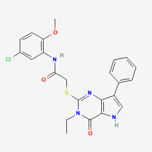 molecular formula C23H21ClN4O3S B2506112 N-(5-chloro-2-methoxyphenyl)-2-[(3-ethyl-4-oxo-7-phenyl-4,5-dihydro-3H-pyrrolo[3,2-d]pyrimidin-2-yl)sulfanyl]acetamide CAS No. 1021264-37-8