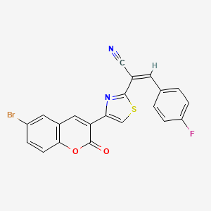 molecular formula C21H10BrFN2O2S B2506115 (Z)-2-(4-(6-bromo-2-oxo-2H-chromen-3-yl)thiazol-2-yl)-3-(4-fluorophenyl)acrylonitrile CAS No. 415714-06-6