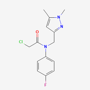 2-Chloro-N-[(1,5-dimethylpyrazol-3-yl)methyl]-N-(4-fluorophenyl)acetamide