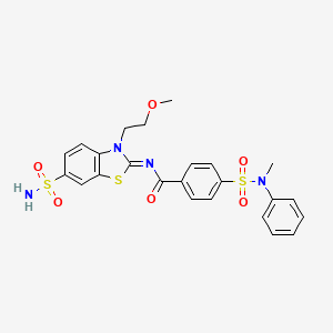 molecular formula C24H24N4O6S3 B2506118 (Z)-N-(3-(2-甲氧基乙基)-6-磺酰胺基苯并[d]噻唑-2(3H)-亚烷基)-4-(N-甲基-N-苯磺酰胺基)苯甲酰胺 CAS No. 865160-57-2