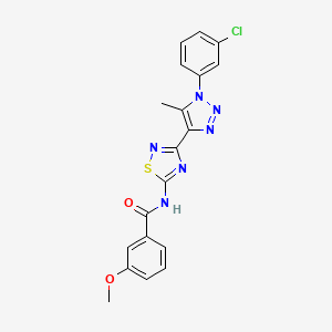 molecular formula C19H15ClN6O2S B2506120 N-{3-[1-(3-chlorophenyl)-5-methyl-1H-1,2,3-triazol-4-yl]-1,2,4-thiadiazol-5-yl}-3-methoxybenzamide CAS No. 895117-25-6