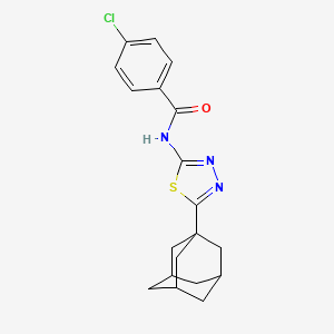 molecular formula C19H20ClN3OS B2506122 N-[5-(1-adamantyl)-1,3,4-thiadiazol-2-yl]-4-chlorobenzamide CAS No. 392240-76-5