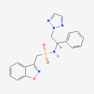 molecular formula C18H17N5O3S B2506123 1-(苯并[d]异恶唑-3-基)-N-(1-苯基-2-(2H-1,2,3-三唑-2-基)乙基)甲磺酰胺 CAS No. 2034549-47-6