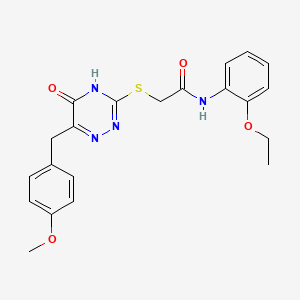 molecular formula C21H22N4O4S B2506128 N-(2-ethoxyphenyl)-2-((6-(4-methoxybenzyl)-5-oxo-4,5-dihydro-1,2,4-triazin-3-yl)thio)acetamide CAS No. 905780-85-0