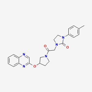 molecular formula C24H25N5O3 B2506129 1-(4-Methylphenyl)-3-{2-oxo-2-[3-(quinoxalin-2-yloxy)pyrrolidin-1-yl]ethyl}imidazolidin-2-one CAS No. 2097894-92-1