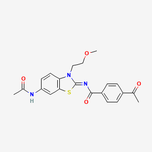 molecular formula C21H21N3O4S B2506130 (Z)-N-(6-acetamido-3-(2-methoxyethyl)benzo[d]thiazol-2(3H)-ylidene)-4-acetylbenzamide CAS No. 1005935-06-7