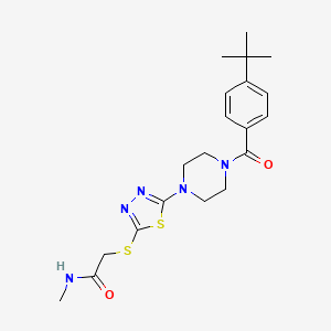 molecular formula C20H27N5O2S2 B2506137 2-((5-(4-(4-(tert-butyl)benzoyl)piperazin-1-yl)-1,3,4-thiadiazol-2-yl)thio)-N-methylacetamide CAS No. 1105199-54-9