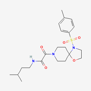 molecular formula C21H31N3O5S B2506138 N-isopentyl-2-oxo-2-(4-tosyl-1-oxa-4,8-diazaspiro[4.5]decan-8-yl)acetamide CAS No. 898425-39-3