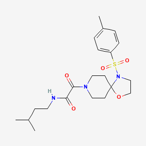 molecular formula C21H31N3O5S B2506138 N-异戊基-2-氧代-2-(4-甲苯磺酰基-1-氧杂-4,8-二氮杂螺[4.5]癸-8-基)乙酰胺 CAS No. 898425-39-3