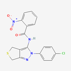 molecular formula C18H13ClN4O3S B2506142 N-(2-(4-clorofenil)-4,6-dihidro-2H-tieno[3,4-c]pirazol-3-il)-2-nitrobenzamida CAS No. 392253-52-0