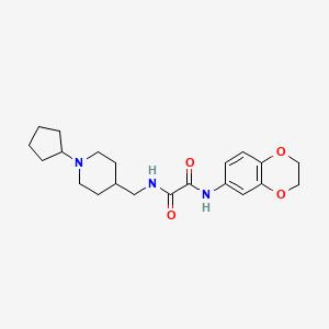 molecular formula C21H29N3O4 B2506145 N1-((1-cyclopentylpiperidin-4-yl)methyl)-N2-(2,3-dihydrobenzo[b][1,4]dioxin-6-yl)oxalamide CAS No. 952976-36-2