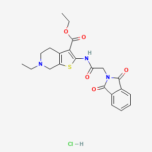 molecular formula C22H24ClN3O5S B2506149 Ethyl 2-(2-(1,3-dioxoisoindolin-2-yl)acetamido)-6-ethyl-4,5,6,7-tetrahydrothieno[2,3-c]pyridine-3-carboxylate hydrochloride CAS No. 1330347-76-6