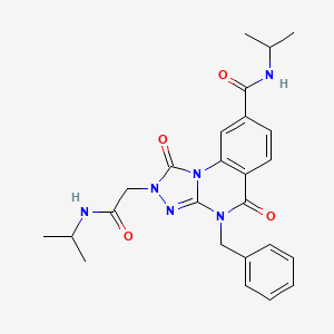 molecular formula C25H28N6O4 B2506152 4-苄基-N-异丙基-2-(2-(异丙氨基)-2-氧代乙基)-1,5-二氧代-1,2,4,5-四氢-[1,2,4]三唑并[4,3-a]喹唑啉-8-甲酰胺 CAS No. 1105219-56-4