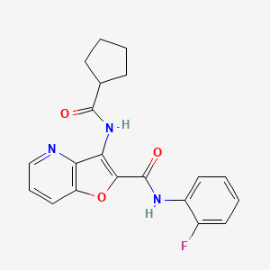 molecular formula C20H18FN3O3 B2506163 3-(cyclopentanecarboxamido)-N-(2-fluorophenyl)furo[3,2-b]pyridine-2-carboxamide CAS No. 946370-16-7