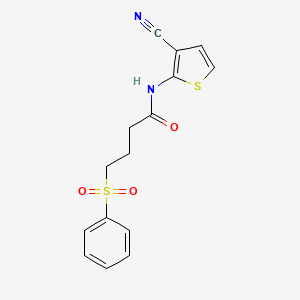 molecular formula C15H14N2O3S2 B2506173 N-(3-cyanothiophen-2-yl)-4-(phenylsulfonyl)butanamide CAS No. 941878-16-6