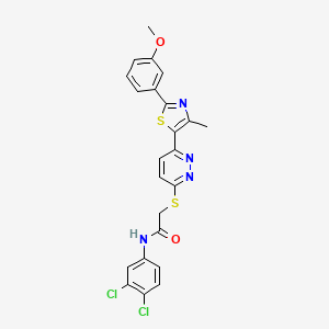 molecular formula C23H18Cl2N4O2S2 B2506178 N-(3,4-dichlorophenyl)-2-((6-(2-(3-methoxyphenyl)-4-methylthiazol-5-yl)pyridazin-3-yl)thio)acetamide CAS No. 923173-46-0