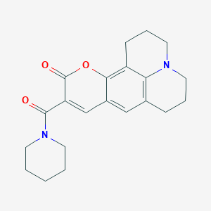 molecular formula C21H24N2O3 B2506189 5-(哌啶-1-羰基)-3-氧杂-13-氮杂四环[7.7.1.02,7.013,17]十七烷-1,5,7,9(17)-四烯-4-酮 CAS No. 1795440-34-4