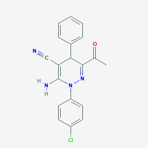 molecular formula C19H15ClN4O B250619 1-(4-Chlorophenyl)-3-acetyl-4-phenyl-5-cyano-6-amino-1,4-dihydropyridazine 