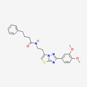 molecular formula C24H26N4O3S B2506209 N-(2-(2-(3,4-二甲氧基苯基)噻唑并[3,2-b][1,2,4]三唑-6-基)乙基)-4-苯基丁酰胺 CAS No. 894026-03-0