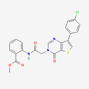 molecular formula C22H16ClN3O4S B2506222 methyl 2-({[7-(4-chlorophenyl)-4-oxothieno[3,2-d]pyrimidin-3(4H)-yl]acetyl}amino)benzoate CAS No. 1105242-19-0