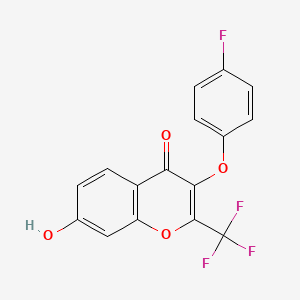 molecular formula C16H8F4O4 B2506223 3-(4-氟苯氧基)-7-羟基-2-(三氟甲基)-4H-香豆素-4-酮 CAS No. 300569-43-1