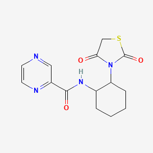 molecular formula C14H16N4O3S B2506224 N-(2-(2,4-dioxothiazolidin-3-yl)cyclohexyl)pyrazine-2-carboxamide CAS No. 1207021-10-0