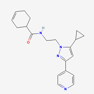 molecular formula C20H24N4O B2506227 N-(2-(5-cyclopropyl-3-(pyridin-4-yl)-1H-pyrazol-1-yl)ethyl)cyclohex-3-enecarboxamide CAS No. 1796967-22-0