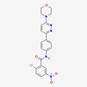 molecular formula C21H18ClN5O4 B2506229 2-氯-N-(4-(6-吗啉代吡哒嗪-3-基)苯基)-5-硝基苯甲酰胺 CAS No. 899953-95-8