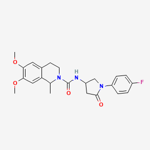 molecular formula C23H26FN3O4 B2506232 N-(1-(4-fluorophenyl)-5-oxopyrrolidin-3-yl)-6,7-dimethoxy-1-methyl-3,4-dihydroisoquinoline-2(1H)-carboxamide CAS No. 894020-98-5
