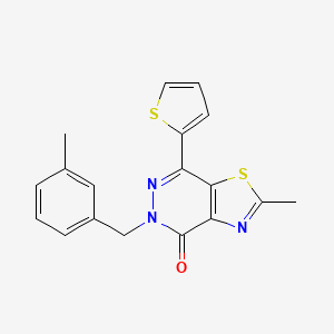 molecular formula C18H15N3OS2 B2506233 2-甲基-5-(3-甲基苯甲基)-7-(噻吩-2-基)噻唑并[4,5-d]嘧啶-4(5H)-酮 CAS No. 941927-84-0