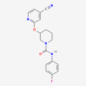 molecular formula C18H17FN4O2 B2506238 3-((4-cyanopyridin-2-yl)oxy)-N-(4-fluorophenyl)piperidine-1-carboxamide CAS No. 2034618-16-9