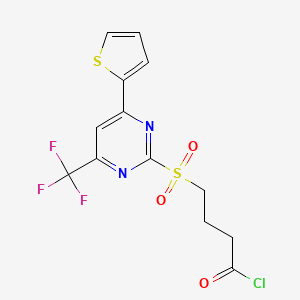 molecular formula C13H10ClF3N2O3S2 B2506242 4-((4-(Thiophen-2-yl)-6-(trifluoromethyl)pyrimidin-2-yl)sulfonyl)butanoyl chloride CAS No. 870464-20-3