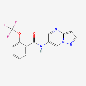 molecular formula C14H9F3N4O2 B2506243 N-(pyrazolo[1,5-a]pyrimidin-6-yl)-2-(trifluoromethoxy)benzamide CAS No. 2034504-48-6
