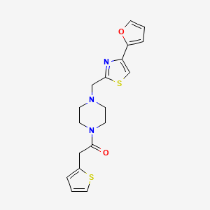 molecular formula C18H19N3O2S2 B2506246 1-(4-((4-(Furan-2-yl)thiazol-2-yl)methyl)piperazin-1-yl)-2-(thiophen-2-yl)ethanone CAS No. 1105223-79-7