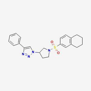 molecular formula C22H24N4O2S B2506252 4-phenyl-1-(1-((5,6,7,8-tetrahydronaphthalen-2-yl)sulfonyl)pyrrolidin-3-yl)-1H-1,2,3-triazole CAS No. 2034264-80-5